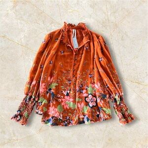 Anthropologie Floral Chiffon Blouse